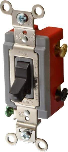 Hubbell Wiring Device-Kellems - 3 Pole, 120 to 277 VAC, 20 Amp, Industrial Grade, Toggle, Wall and Dimmer Light Switch - 1-5/16 Inch Wide x 4-1/16 Inch High - Industrial Tool & Supply