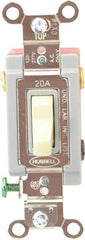Hubbell Wiring Device-Kellems - 3 Pole, 120 to 277 VAC, 20 Amp, Industrial Grade, Toggle, Wall and Dimmer Light Switch - 1-5/16 Inch Wide x 4-1/16 Inch High - Industrial Tool & Supply