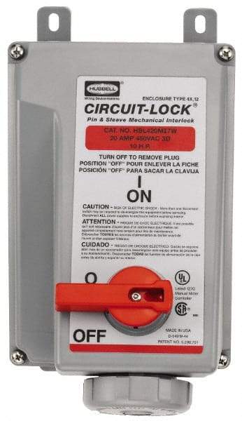 Hubbell Wiring Device-Kellems - 3 Phase, 480 VAC, 60 Amp, 30 hp, 4 Pin Configuration, Interlock Receptacle - 3 Poles, IEC 60309, Red - Industrial Tool & Supply