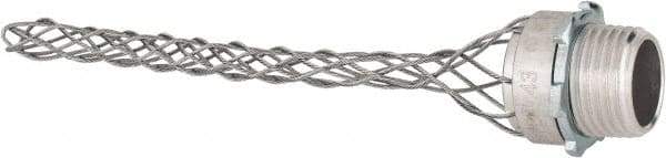 Hubbell Wiring Device-Kellems - 8.1 to 10.9mm Capacity, Dust-tight, Straight Strain Relief Cord Grip - 1/2 NPT Thread, 3-3/4" Long, Aluminum - Industrial Tool & Supply