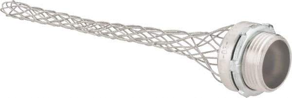 Hubbell Wiring Device-Kellems - 1.85 to 2.46mm Capacity, Dust-tight, Straight Strain Relief Cord Grip - 1 NPT Thread, 7" Long, Aluminum - Industrial Tool & Supply