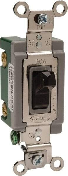 Hubbell Wiring Device-Kellems - 2 Pole, 120 to 277 VAC, 30 Amp, Industrial Grade, Toggle, Wall and Dimmer Light Switch - 1-5/16 Inch Wide x 4-1/16 Inch High - Industrial Tool & Supply
