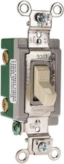 Hubbell Wiring Device-Kellems - 2 Pole, 120 to 277 VAC, 30 Amp, Industrial Grade, Toggle, Wall and Dimmer Light Switch - 1-5/16 Inch Wide x 4-1/16 Inch High - Industrial Tool & Supply