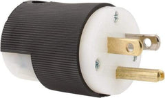 Hubbell Wiring Device-Kellems - 125 VAC, 15 Amp, 5-15P NEMA, Straight, Self Grounding, Commercial, Industrial Grade Plug - 2 Pole, 3 Wire, 1 Phase, 1/2 hp, Nylon, Black, White - Industrial Tool & Supply