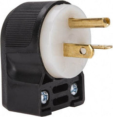 Hubbell Wiring Device-Kellems - 250 VAC, 20 Amp, 6-20P NEMA, Angled, Self Grounding, Commercial, Industrial Grade Plug - 2 Pole, 3 Wire, 1 Phase, 2 hp, Nylon, Black, White - Industrial Tool & Supply