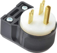 Hubbell Wiring Device-Kellems - 250 VAC, 15 Amp, 6-15P NEMA, Angled, Self Grounding, Commercial, Industrial Grade Plug - 2 Pole, 3 Wire, 1 Phase, 1-1/2 hp, Nylon, Black, White - Industrial Tool & Supply