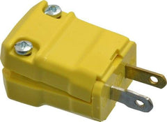 Hubbell Wiring Device-Kellems - 125 VAC, 15 Amp, 1-15P NEMA, Valise, Ungrounded, Commercial, Industrial Grade Plug - 2 Pole, 2 Wire, 1 Phase, 1/2 hp, Nylon, Yellow - Industrial Tool & Supply