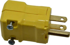 Hubbell Wiring Device-Kellems - 125 VAC, 15 Amp, 5-15P NEMA, Valise, Self Grounding, Commercial, Industrial Grade Plug - 2 Pole, 3 Wire, 1 Phase, 1/2 hp, Nylon, Yellow - Industrial Tool & Supply