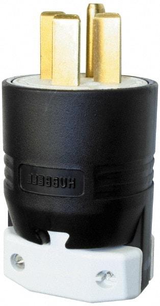 Hubbell Wiring Device-Kellems - 250 VAC, 30 Amp, 15-30P NEMA, Straight, Self Grounding, Commercial, Industrial Grade Plug - 3 Pole, 4 Wire, 3 Phase, 3 hp, Nylon, Black, White - Industrial Tool & Supply