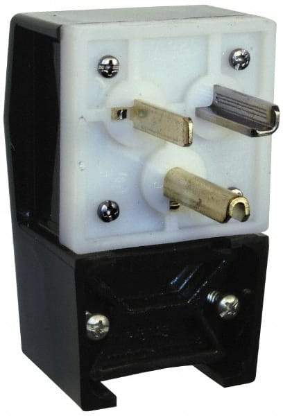Hubbell Wiring Device-Kellems - 125 VAC, 30 Amp, 5-30P NEMA, Angled, Self Grounding, Commercial, Industrial Grade Plug - 2 Pole, 3 Wire, 1 Phase, 2 hp, Nylon, Black, White - Industrial Tool & Supply