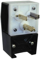 Hubbell Wiring Device-Kellems - 125 VAC, 30 Amp, 5-30P NEMA, Angled, Self Grounding, Commercial, Industrial Grade Plug - 2 Pole, 3 Wire, 1 Phase, 2 hp, Nylon, Black, White - Industrial Tool & Supply