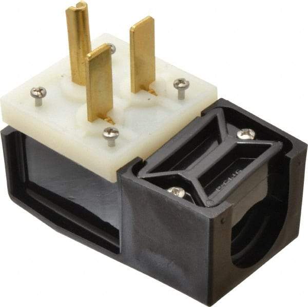 Hubbell Wiring Device-Kellems - 250 VAC, 30 Amp, 6-30P NEMA, Angled, Self Grounding, Commercial, Industrial Grade Plug - 2 Pole, 3 Wire, 1 Phase, 2 hp, Nylon, Black, White - Industrial Tool & Supply