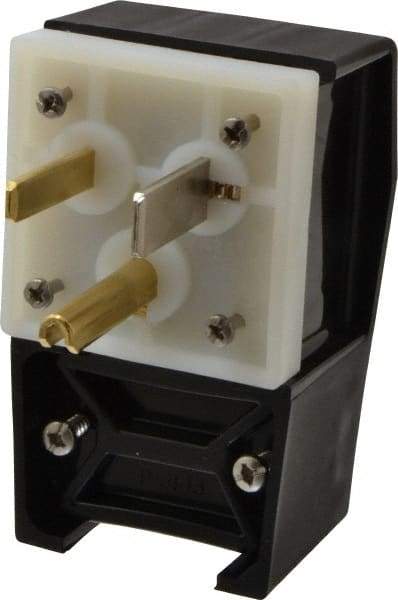 Hubbell Wiring Device-Kellems - 125 VAC, 50 Amp, 5-50P NEMA, Angled, Self Grounding, Commercial, Industrial Grade Plug - 2 Pole, 3 Wire, 1 Phase, 2 hp, Nylon, Black, White - Industrial Tool & Supply