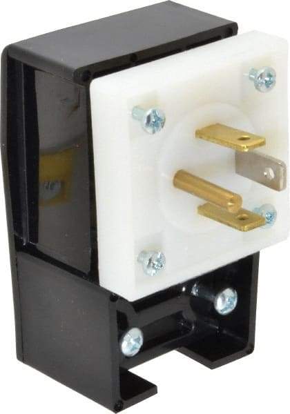 Hubbell Wiring Device-Kellems - 125/250 VAC, 20 Amp, 14-20P NEMA, Angled, Self Grounding, Commercial, Industrial Grade Plug - 3 Pole, 4 Wire, 1 Phase, 2 hp, Nylon, Black, White - Industrial Tool & Supply
