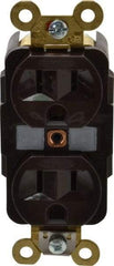 Hubbell Wiring Device-Kellems - 125 VAC, 15 Amp, 5-15R NEMA Configuration, Brown, Specification Grade, Self Grounding Duplex Receptacle - 1 Phase, 2 Poles, 3 Wire, Flush Mount, Corrosion, Heat and Impact Resistant - Industrial Tool & Supply