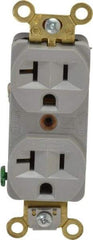 Hubbell Wiring Device-Kellems - 125 VAC, 20 Amp, 5-20R NEMA Configuration, Gray, Industrial Grade, Self Grounding Duplex Receptacle - 1 Phase, 2 Poles, 3 Wire, Flush Mount, Corrosion, Heat and Impact Resistant - Industrial Tool & Supply