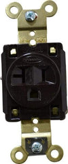 Hubbell Wiring Device-Kellems - 125 VAC, 20 Amp, 5-20R NEMA Configuration, Brown, Specification Grade, Self Grounding Single Receptacle - 1 Phase, 2 Poles, 3 Wire, Flush Mount, Corrosion, Heat and Impact Resistant - Industrial Tool & Supply