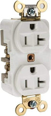 Hubbell Wiring Device-Kellems - 125 VAC, 20 Amp, 5-20R NEMA Configuration, White, Specification Grade, Self Grounding Duplex Receptacle - 1 Phase, 2 Poles, 3 Wire, Flush Mount, Corrosion, Heat and Impact Resistant - Industrial Tool & Supply