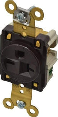 Hubbell Wiring Device-Kellems - 250 VAC, 20 Amp, 6-20R NEMA Configuration, Brown, Specification Grade, Self Grounding Single Receptacle - 1 Phase, 2 Poles, 3 Wire, Flush Mount - Industrial Tool & Supply