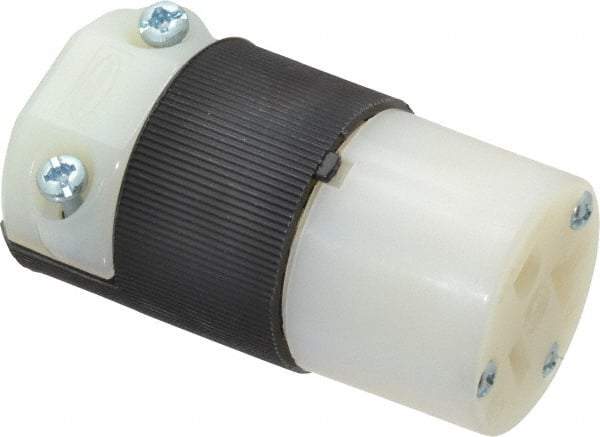 Hubbell Wiring Device-Kellems - 125 VAC, 20 Amp, 5-20R NEMA, Straight, Self Grounding, Commercial, Industrial Grade Connector - 2 Pole, 3 Wire, 1 Phase, 2 hp, Nylon, Black, White - Industrial Tool & Supply