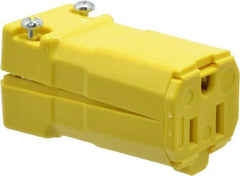 Hubbell Wiring Device-Kellems - 125 VAC, 15 Amp, 5-15R NEMA, Valise, Self Grounding, Commercial, Industrial Grade Connector - 2 Pole, 3 Wire, 1 Phase, 1/2 hp, Nylon, Yellow - Industrial Tool & Supply