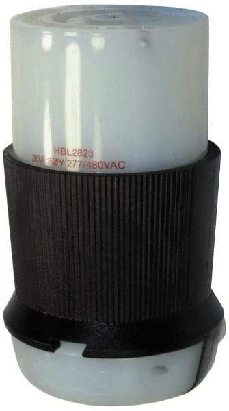 Hubbell Wiring Device-Kellems - 277/480 VAC, 30 Amp, L22-30R Configuration, Industrial Grade, Self Grounding Connector - 3 Phase, 4 Poles, IP20, 0.35 to 1.15 Inch Cord Diameter - Industrial Tool & Supply
