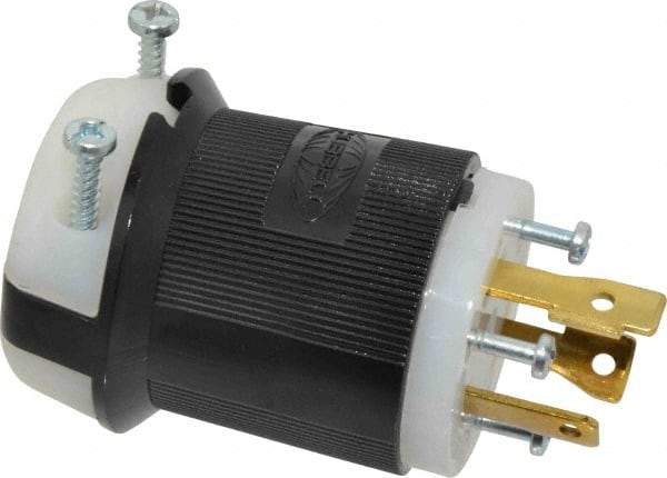 Hubbell Wiring Device-Kellems - 480 VAC, 30 Amp, L8-30P Configuration, Industrial Grade, Self Grounding Plug - 1 Phase, 2 Poles, IP20, 0.36 to 0.93 Inch Cord Diameter - Industrial Tool & Supply