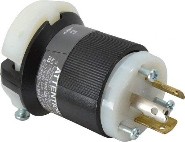 Hubbell Wiring Device-Kellems - 125/250 VAC, 20 Amp, NonNEMA Configuration, Industrial Grade, Ungrounded Plug - 1 Phase, 3 Poles, IP20, 0.36 to 0.93 Inch Cord Diameter - Industrial Tool & Supply