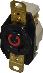 Hubbell Wiring Device-Kellems - 480 VAC, 20 Amp, L8-20R NEMA, Self Grounding Receptacle - 2 Poles, 3 Wire, Female End, Black - Industrial Tool & Supply