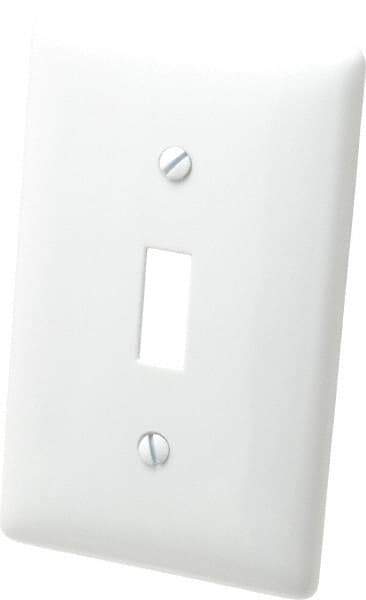 Hubbell Wiring Device-Kellems - 1 Gang, 4-1/2 Inch Long x 2.78 Inch Wide, Standard Switch Plate - Toggle Switch, White, Nylon - Industrial Tool & Supply