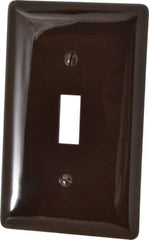 Hubbell Wiring Device-Kellems - 1 Gang, 4-1/2 Inch Long x 2.78 Inch Wide, Standard Switch Plate - Toggle Switch, Brown, Nylon - Industrial Tool & Supply