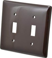 Hubbell Wiring Device-Kellems - 2 Gang, 4-1/2 Inch Long x 4.6 Inch Wide, Standard Switch Plate - Toggle Switch, Brown, Nylon - Industrial Tool & Supply