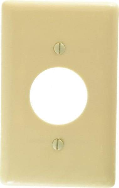 Hubbell Wiring Device-Kellems - 1 Gang, 4-1/2 Inch Long x 2.78 Inch Wide, Standard Outlet Wall Plate - Single Outlet, Ivory, Nylon - Industrial Tool & Supply