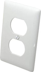 Hubbell Wiring Device-Kellems - 1 Gang, 4-1/2 Inch Long x 2.78 Inch Wide, Standard Outlet Wall Plate - Duplex Outlet, White, Nylon - Industrial Tool & Supply