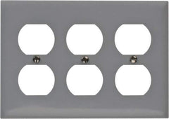 Hubbell Wiring Device-Kellems - 3 Gang, Outlet Wall Plate - Duplex Outlet, Metallic, Stainless Steel - Industrial Tool & Supply