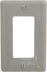 Hubbell Wiring Device-Kellems - 1 Gang, 4-1/2 Inch Long x 2.87 Inch Wide, Standard Outlet Wall Plate - Single Outlet, Gray, Nylon - Industrial Tool & Supply