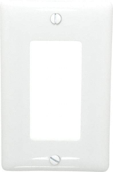 Hubbell Wiring Device-Kellems - 1 Gang, 4-1/2 Inch Long x 2.78 Inch Wide, Standard Outlet Wall Plate - GFCI/Surge Receptacle, White, Nylon - Industrial Tool & Supply