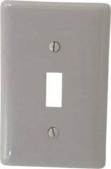 Hubbell Wiring Device-Kellems - 1 Gang, 4-1/2 Inch Long x 2.78 Inch Wide, Standard Switch Plate - Toggle Switch, Gray, Nylon - Industrial Tool & Supply