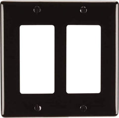 Hubbell Wiring Device-Kellems - 2 Gang, 4-1/2 Inch Long x 4.6 Inch Wide, Standard Outlet Wall Plate - GFCI/Surge Receptacle, Brown, Nylon - Industrial Tool & Supply