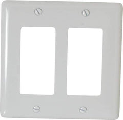 Hubbell Wiring Device-Kellems - 2 Gang, 4-1/2 Inch Long x 4.6 Inch Wide, Standard Outlet Wall Plate - GFCI/Surge Receptacle, White, Nylon - Industrial Tool & Supply