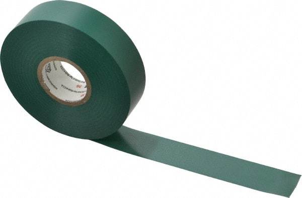 3M - 3/4" x 66', Green Vinyl Electrical Tape - Series 35, 7 mil Thick, 1,250 V/mil Dielectric Strength, 17 Lb./Inch Tensile Strength - Industrial Tool & Supply