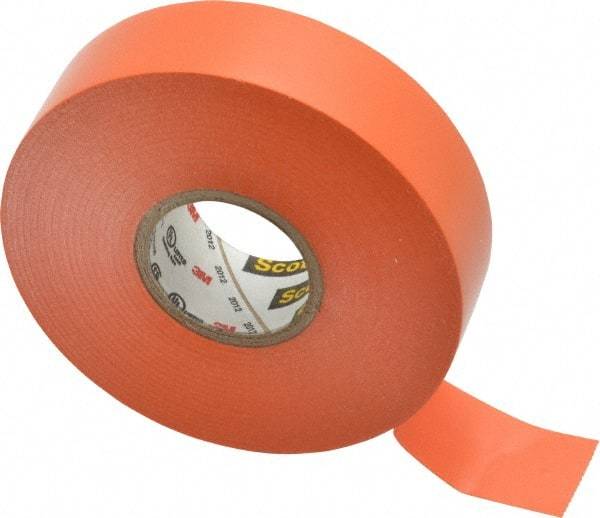 3M - 3/4" x 66', Orange Vinyl Electrical Tape - Series 35, 7 mil Thick, 1,250 V/mil Dielectric Strength, 17 Lb./Inch Tensile Strength - Industrial Tool & Supply