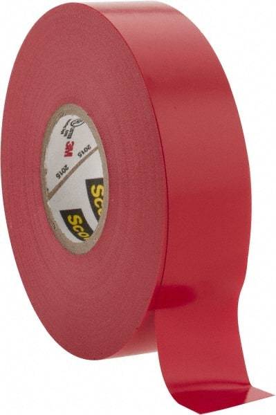 3M - 3/4" x 66', Red Vinyl Electrical Tape - Series 35, 7 mil Thick, 1,250 V/mil Dielectric Strength, 17 Lb./Inch Tensile Strength - Industrial Tool & Supply