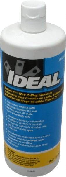 Ideal - 1 Quart Squeeze Bottle, Yellow Wire Pulling Lubricant Gel - 40 to 120°F, RoHS Compliant, UL Listed - Industrial Tool & Supply