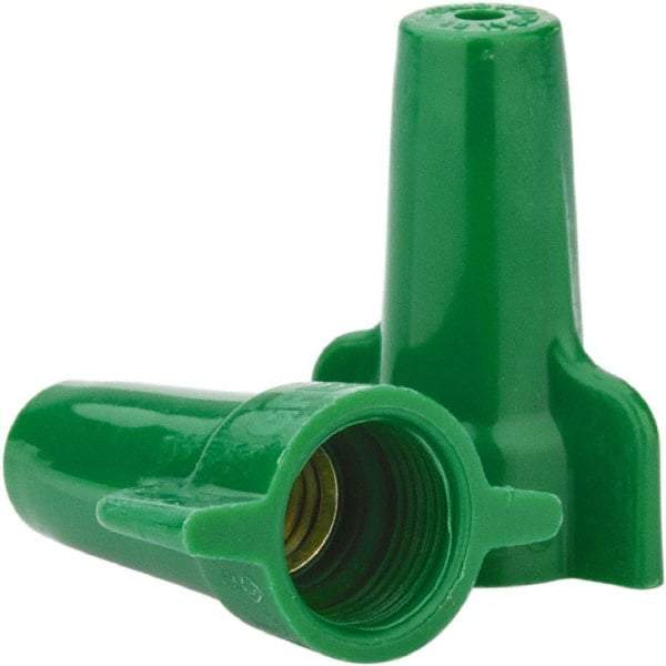Ideal - 2, 14 to 4, 12 AWG, 600 Volt, Flame Retardant, Wing Twist on Wire Connector - Green, 221°F - Industrial Tool & Supply