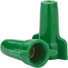 Ideal - 2, 14 to 4, 12 AWG, 600 Volt, Flame Retardant, Wing Twist on Wire Connector - Green, 221°F - Industrial Tool & Supply