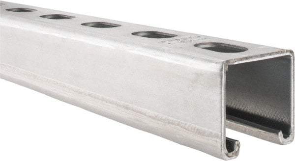 Thomas & Betts - 10' Long x 1-5/8" Wide x 1-5/8" High, 12 Gauge, Strip Steel, Half Slot Framing Channel & Strut - 0.105" Thick, Pre-Galvanized - Industrial Tool & Supply