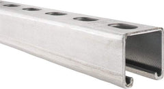 Thomas & Betts - 10' Long x 1-5/8" Wide x 1-5/8" High, 12 Gauge, Strip Steel, Half Slot Framing Channel & Strut - 0.105" Thick, Pre-Galvanized - Industrial Tool & Supply