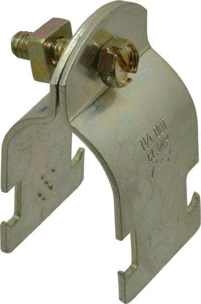 Thomas & Betts - 1-1/4" Pipe, 14 Gauge" Pipe or Tube Clamp - Gold Galvanized, 1,000 Lb Capacity - Industrial Tool & Supply