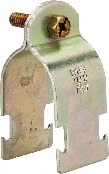 Thomas & Betts - 1-3/8" Pipe, 14 Gauge" Pipe or Tube Clamp - Gold Galvanized, 1,000 Lb Capacity - Industrial Tool & Supply